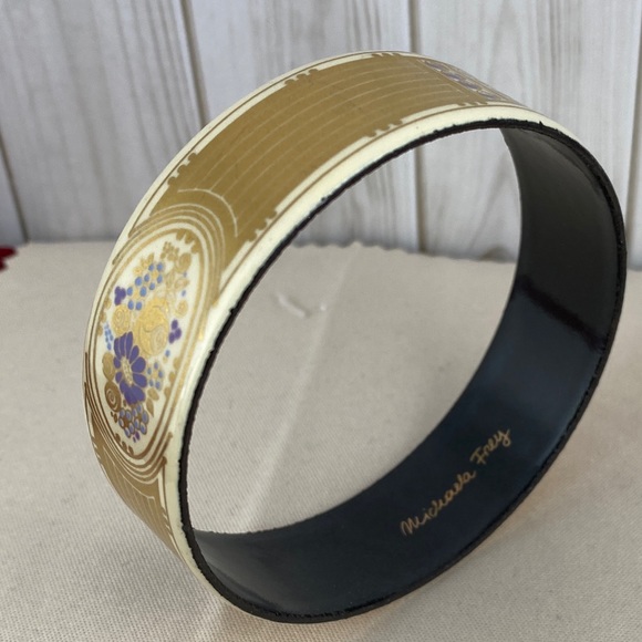 Vintage Michaela Frey Designer Bangle Bracelet is inspired by Art Nouveau Design - Picture 2 of 10